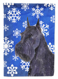 Schnauzer Winter Snowflakes Holiday House Flag 28x40 Porch Sleeve Pole Decorative Outside Yard Banner Artwork Wall Hanging, Polyester