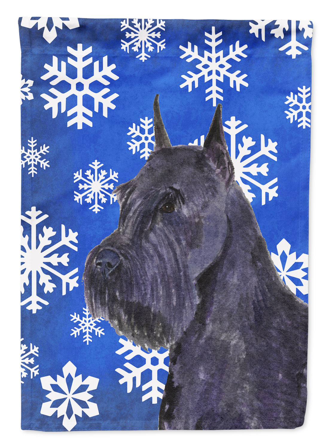 Schnauzer Winter Snowflakes Holiday House Flag 28x40 Porch Sleeve Pole Decorative Outside Yard Banner Artwork Wall Hanging, Polyester