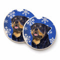 Rottweiler Winter Snowflakes Holiday Set of 2 Cup Holder Car Coasters Absorbent Round Sandstone Coasters Gifts for Men or Women, 2.5, Multicolor