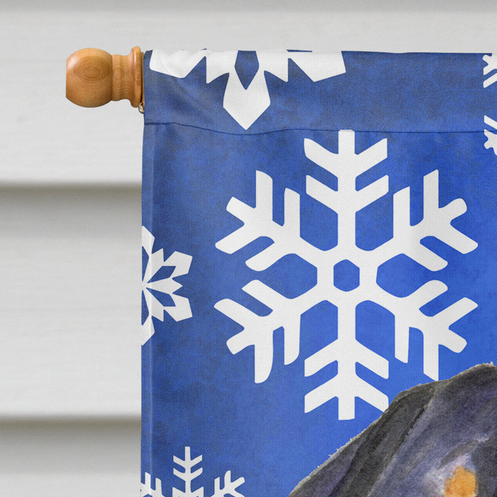 Rottweiler Winter Snowflakes Holiday House Flag 28x40 Porch Sleeve Pole Decorative Outside Yard Banner Artwork Wall Hanging, Polyester