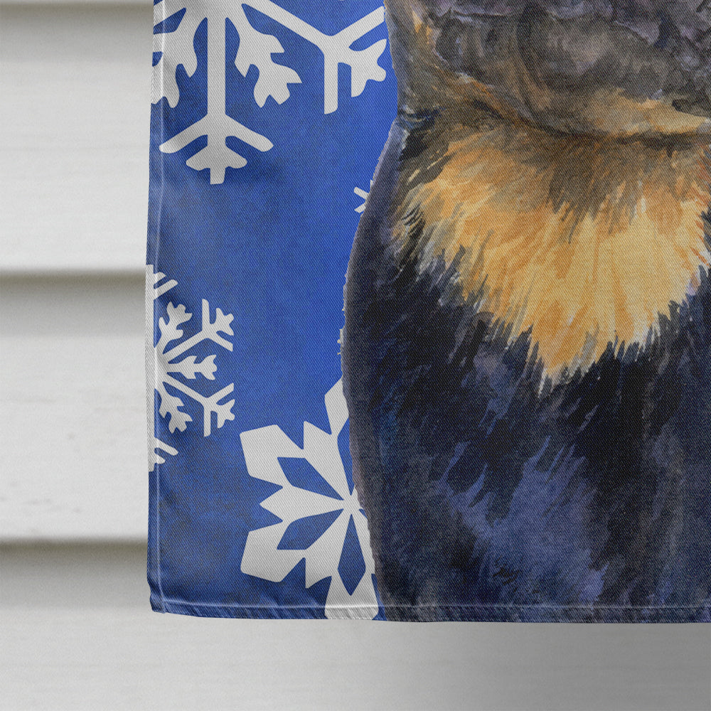 Rottweiler Winter Snowflakes Holiday House Flag 28x40 Porch Sleeve Pole Decorative Outside Yard Banner Artwork Wall Hanging, Polyester