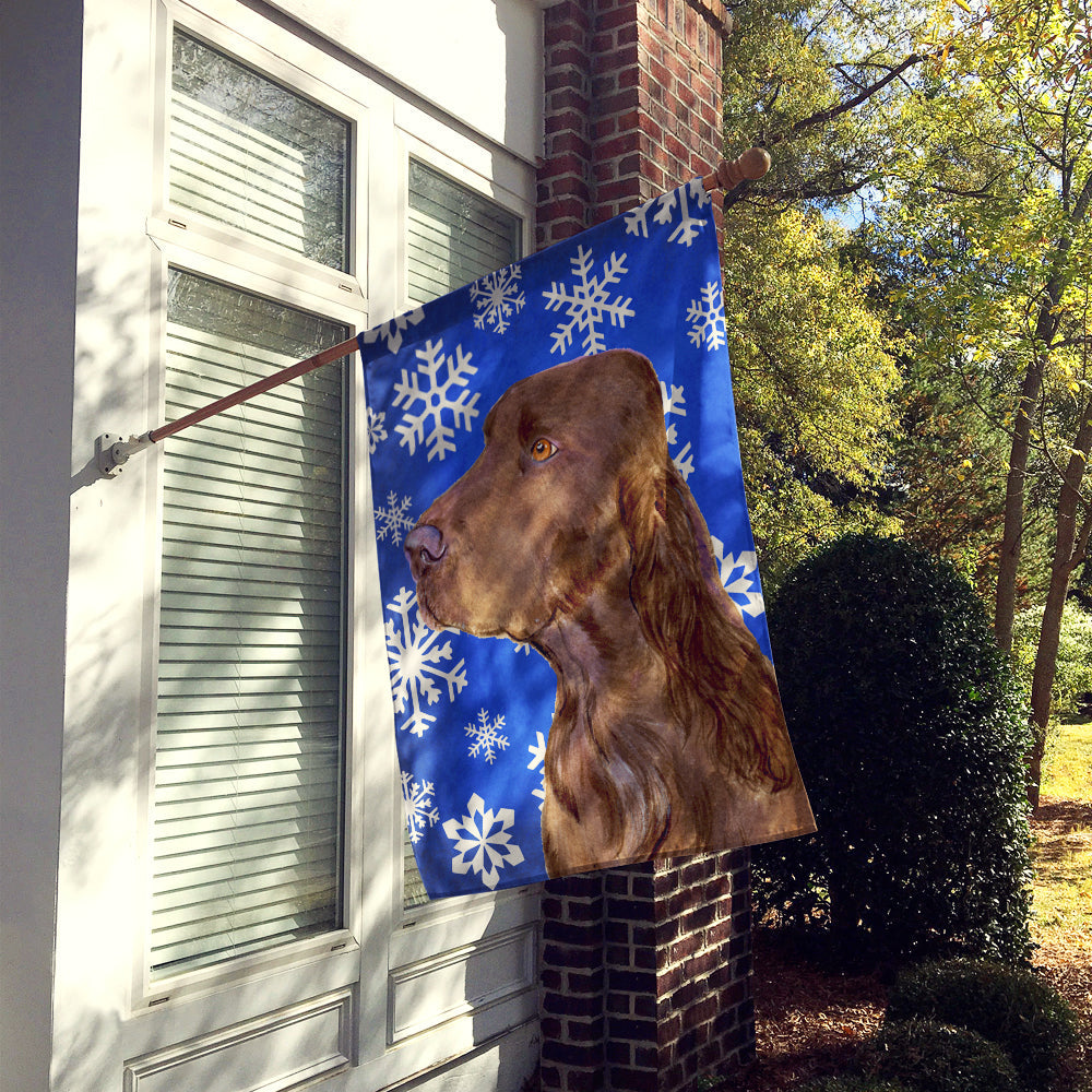Field Spaniel Winter Snowflakes Holiday House Flag 28x40 Porch Sleeve Pole Decorative Outside Yard Banner Artwork Wall Hanging, Polyester