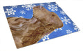 Field Spaniel Winter Snowflakes Holiday Cutting Board Tempered Glass Kitchen Cutting Surface, Heat Resistant Chopping, Non-Slip Feet, Food Prep & Serving