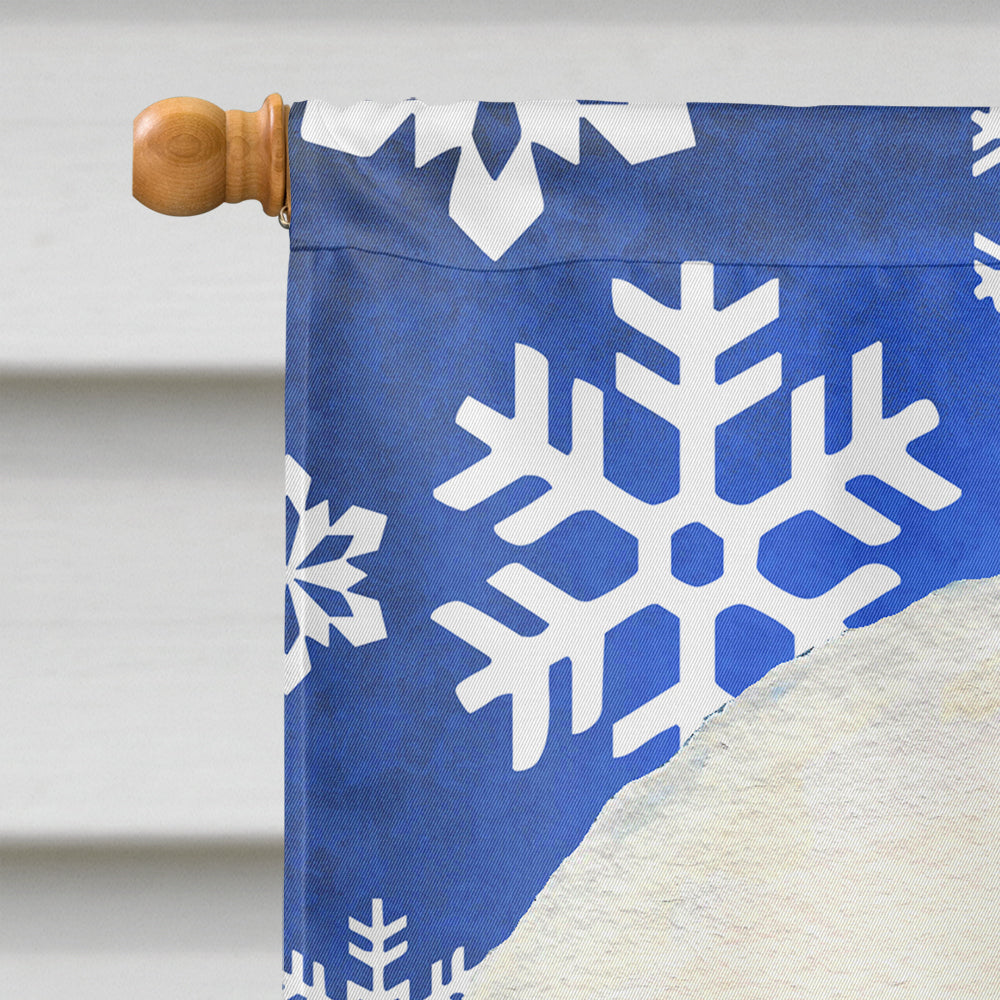 Bichon Frise Winter Snowflakes Holiday House Flag 28x40 Porch Sleeve Pole Decorative Outside Yard Banner Artwork Wall Hanging, Polyester