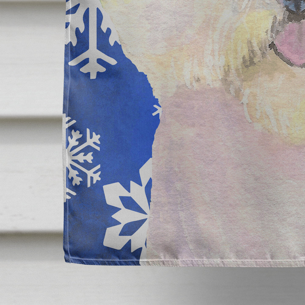 Bichon Frise Winter Snowflakes Holiday House Flag 28x40 Porch Sleeve Pole Decorative Outside Yard Banner Artwork Wall Hanging, Polyester