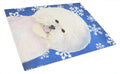 Bichon Frise Winter Snowflakes Holiday Cutting Board Tempered Glass Kitchen Cutting Surface, Heat Resistant Chopping, Non-Slip Feet, Food Prep & Serving