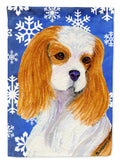 Cavalier Spaniel Winter Snowflakes Holiday House Flag 28x40 Porch Sleeve Pole Decorative Outside Yard Banner Artwork Wall Hanging, Polyester