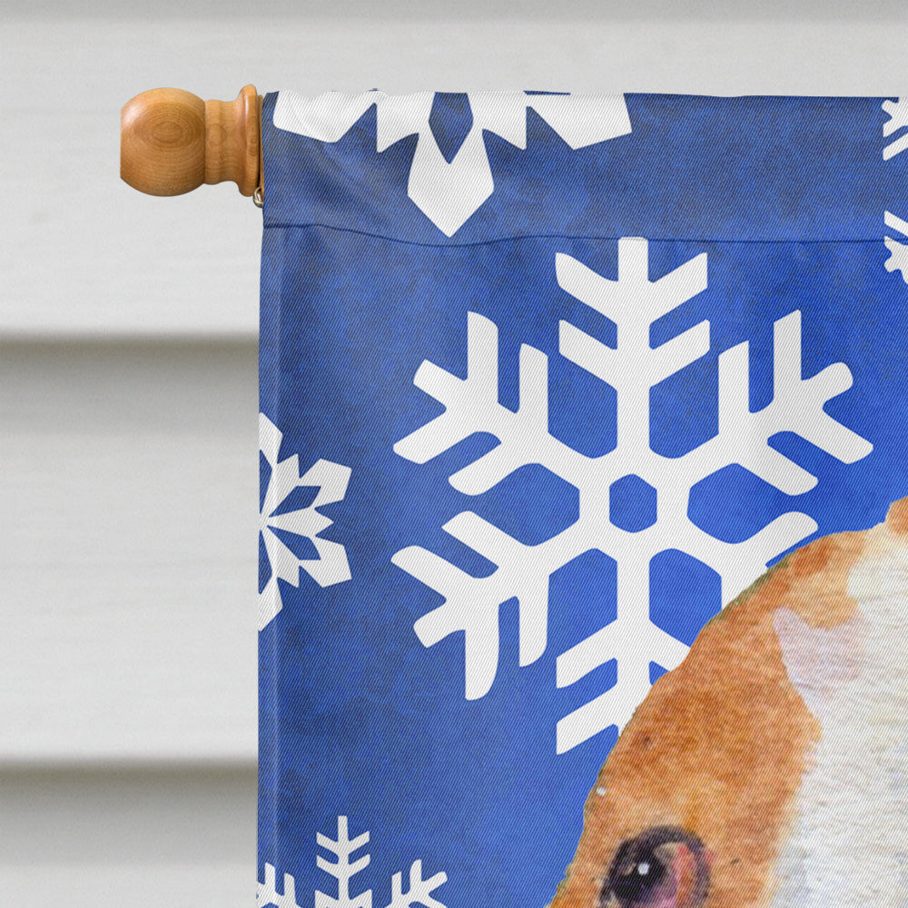 Basset Hound Winter Snowflakes Holiday House Flag 28x40 Porch Sleeve Pole Decorative Outside Yard Banner Artwork Wall Hanging, Polyester