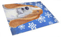 Basset Hound Winter Snowflakes Holiday Cutting Board Tempered Glass Kitchen Cutting Surface, Heat Resistant Chopping, Non-Slip Feet, Food Prep & Serving