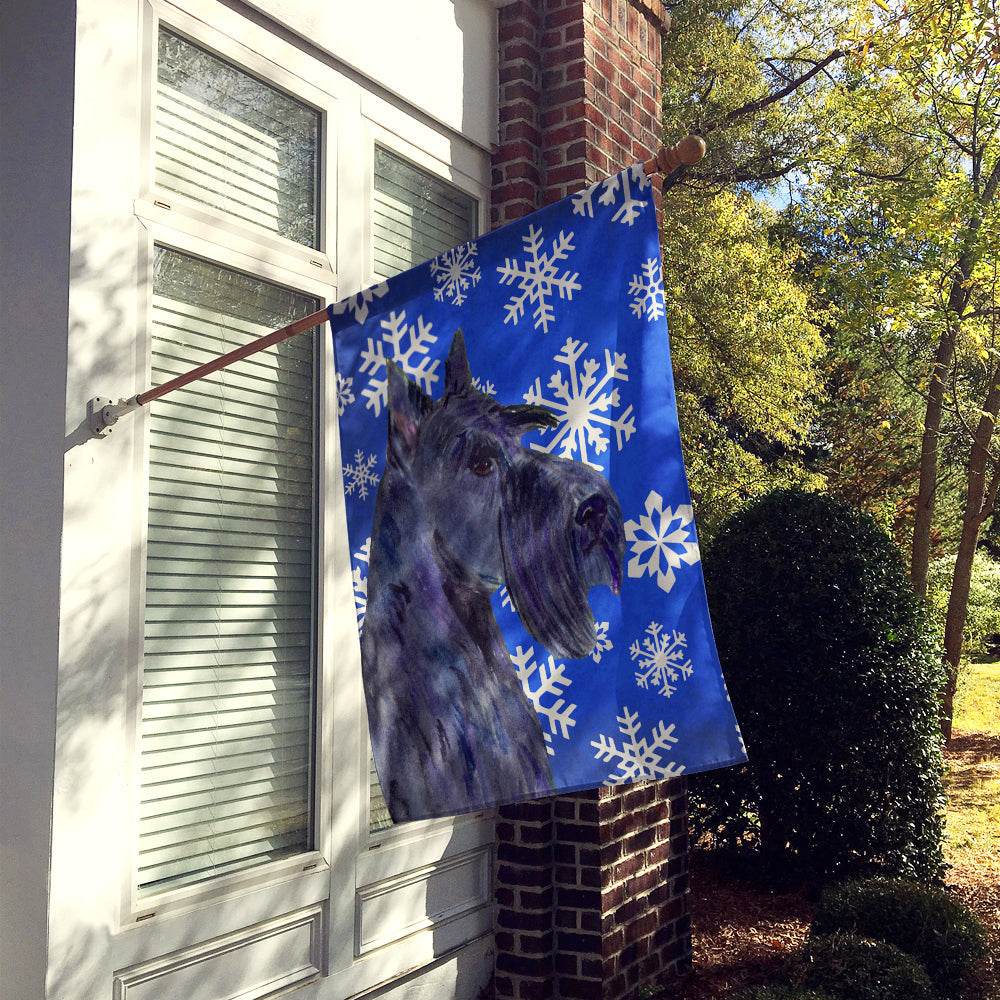 Scottish Terrier Winter Snowflakes Holiday House Flag 28x40 Porch Sleeve Pole Decorative Outside Yard Banner Artwork Wall Hanging, Polyester