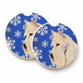 Scottish Terrier Winter Snowflakes Holiday Set of 2 Cup Holder Car Coasters Absorbent Round Sandstone Coasters Gifts for Men or Women, 2.5, Multicolor