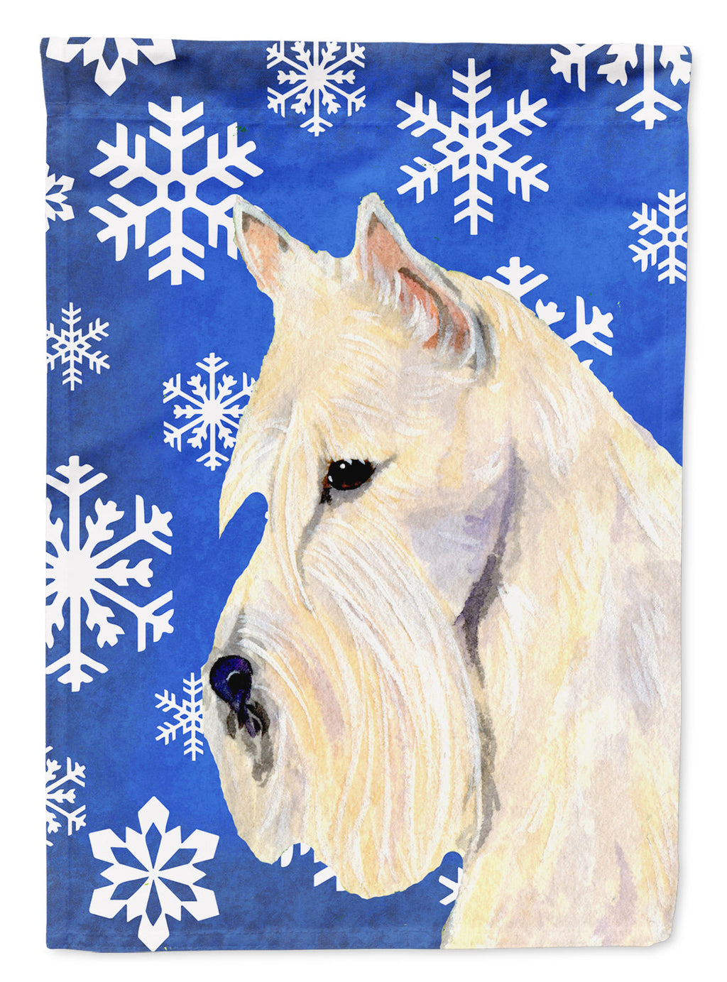 Scottish Terrier Winter Snowflakes Holiday House Flag 28x40 Porch Sleeve Pole Decorative Outside Yard Banner Artwork Wall Hanging, Polyester