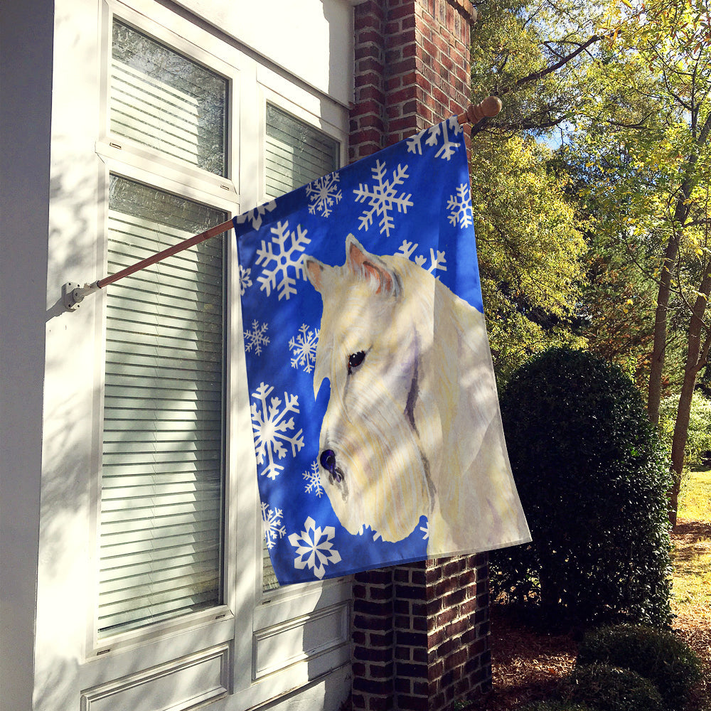 Scottish Terrier Winter Snowflakes Holiday House Flag 28x40 Porch Sleeve Pole Decorative Outside Yard Banner Artwork Wall Hanging, Polyester