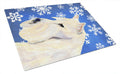 Scottish Terrier Winter Snowflakes Holiday Cutting Board Tempered Glass Kitchen Cutting Surface, Heat Resistant Chopping, Non-Slip Feet, Food Prep & Serving