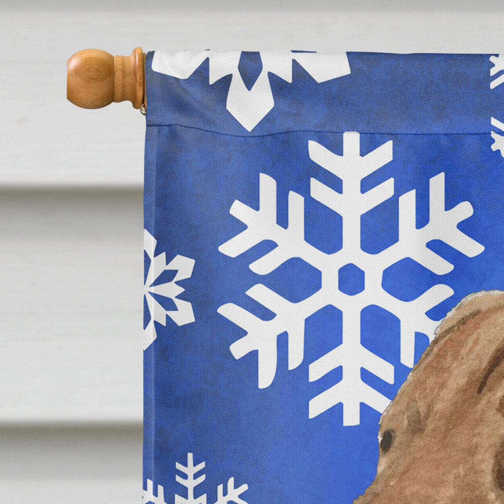 Chesapeake Bay Retriever Winter Snowflakes Holiday House Flag 28x40 Porch Sleeve Pole Decorative Outside Yard Banner Artwork Wall Hanging, Polyester