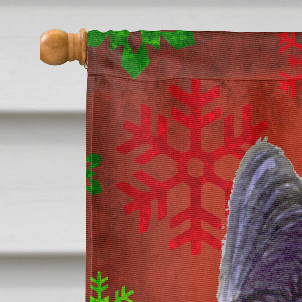 Skye Terrier Red Green Snowflake Holiday Christmas House Flag 28x40 Porch Sleeve Pole Decorative Outside Yard Banner Artwork Wall Hanging, Polyester