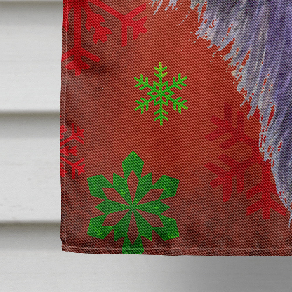 Skye Terrier Red Green Snowflake Holiday Christmas House Flag 28x40 Porch Sleeve Pole Decorative Outside Yard Banner Artwork Wall Hanging, Polyester