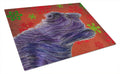 Skye Terrier Red Green Snowflake Holiday Christmas Cutting Board Tempered Glass Kitchen Cutting Surface, Heat Resistant Chopping, Non-Slip Feet, Food Prep & Serving