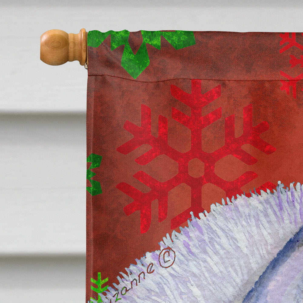Siberian Husky Red Green Snowflake Holiday Christmas House Flag 28x40 Porch Sleeve Pole Decorative Outside Yard Banner Artwork Wall Hanging, Polyester