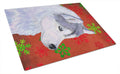 Siberian Husky Red Green Snowflake Holiday Christmas Cutting Board Tempered Glass Kitchen Cutting Surface, Heat Resistant Chopping, Non-Slip Feet, Food Prep & Serving
