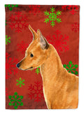 Min Pin Red and Green Snowflakes Holiday Christmas House Flag 28x40 Porch Sleeve Pole Decorative Outside Yard Banner Artwork Wall Hanging, Polyester