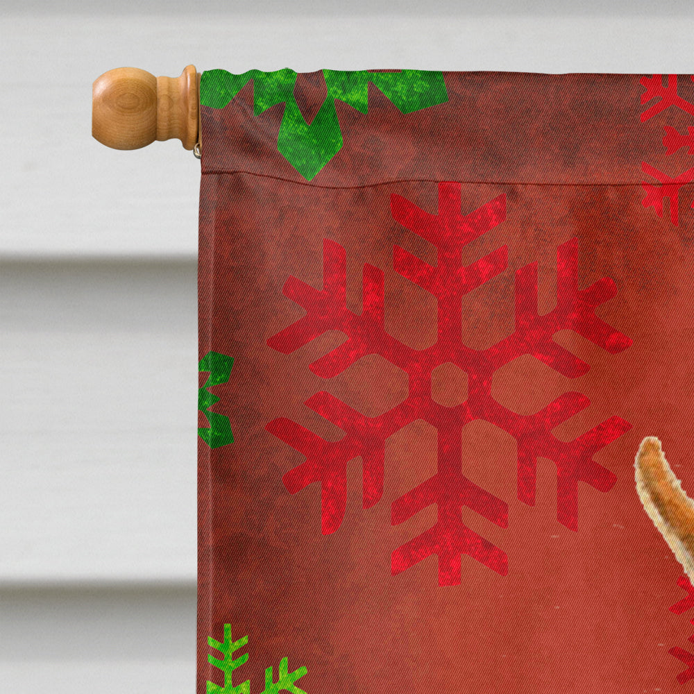 Min Pin Red and Green Snowflakes Holiday Christmas House Flag 28x40 Porch Sleeve Pole Decorative Outside Yard Banner Artwork Wall Hanging, Polyester