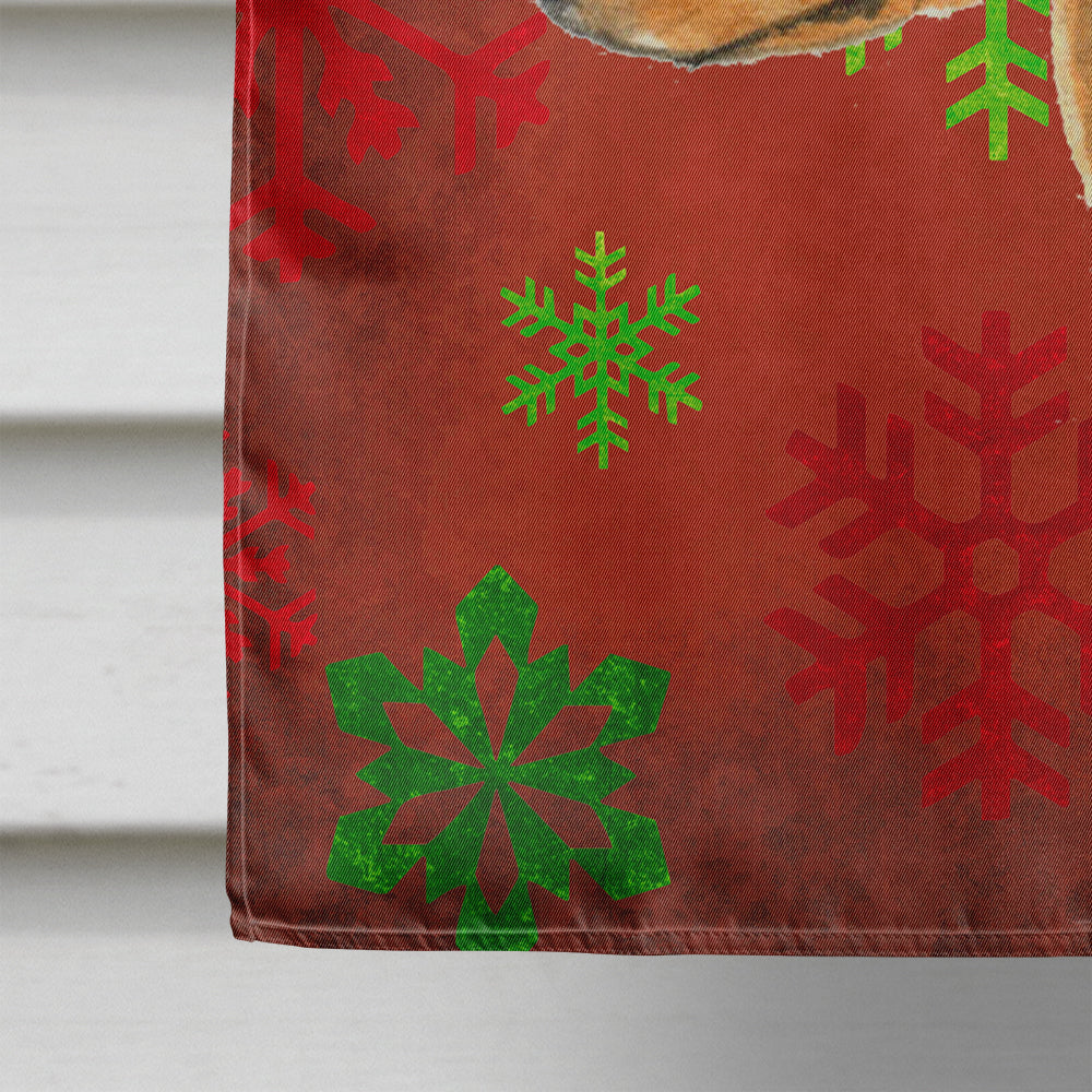 Min Pin Red and Green Snowflakes Holiday Christmas House Flag 28x40 Porch Sleeve Pole Decorative Outside Yard Banner Artwork Wall Hanging, Polyester