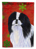 Japanese Chin Red and Green Snowflakes Holiday Christmas House Flag 28x40 Porch Sleeve Pole Decorative Outside Yard Banner Artwork Wall Hanging, Polyester