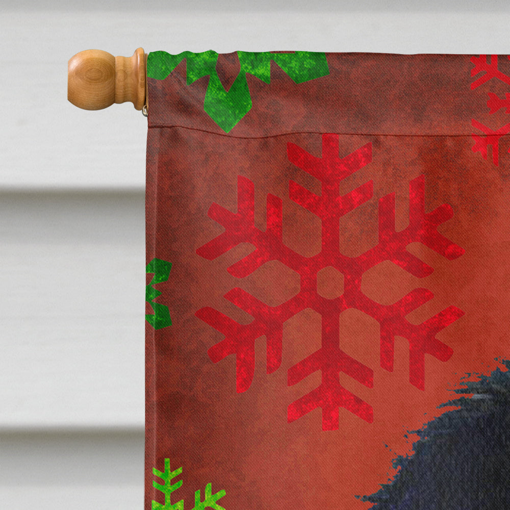Japanese Chin Red and Green Snowflakes Holiday Christmas House Flag 28x40 Porch Sleeve Pole Decorative Outside Yard Banner Artwork Wall Hanging, Polyester