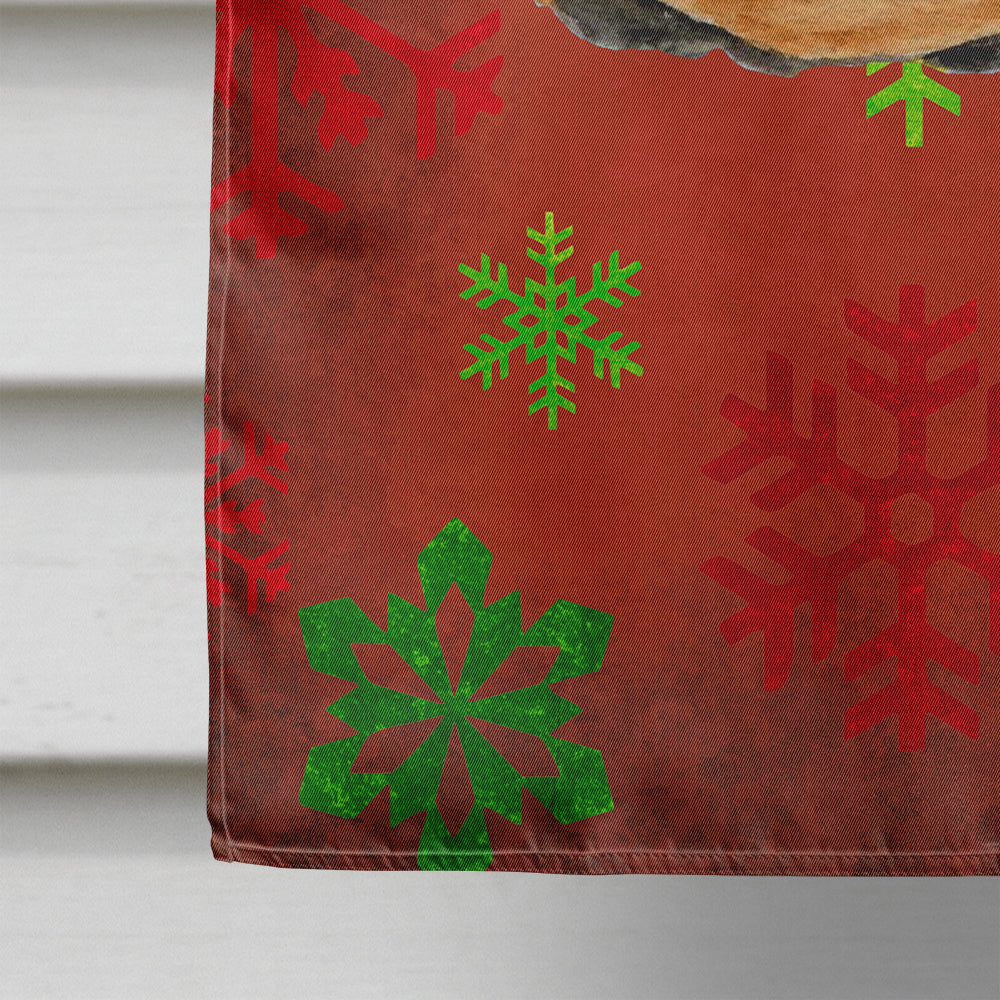 Doberman Red and Green Snowflakes Holiday Christmas House Flag 28x40 Porch Sleeve Pole Decorative Outside Yard Banner Artwork Wall Hanging, Polyester