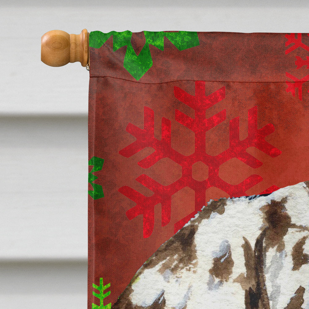 Dalmatian Red and Green Snowflakes Holiday Christmas House Flag 28x40 Porch Sleeve Pole Decorative Outside Yard Banner Artwork Wall Hanging, Polyester