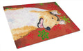 Collie Smooth Red Green Snowflakes Christmas Cutting Board Tempered Glass Kitchen Cutting Surface, Heat Resistant Chopping, Non-Slip Feet, Food Prep & Serving