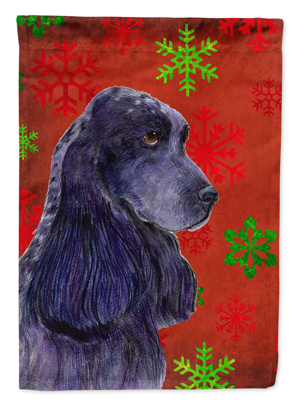 Cocker Spaniel Red Green Snowflakes Christmas House Flag 28x40 Porch Sleeve Pole Decorative Outside Yard Banner Artwork Wall Hanging, Polyester