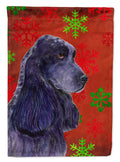 Cocker Spaniel Red Green Snowflakes Christmas House Flag 28x40 Porch Sleeve Pole Decorative Outside Yard Banner Artwork Wall Hanging, Polyester
