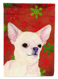Chihuahua Red and Green Snowflakes Holiday Christmas House Flag 28x40 Porch Sleeve Pole Decorative Outside Yard Banner Artwork Wall Hanging, Polyester