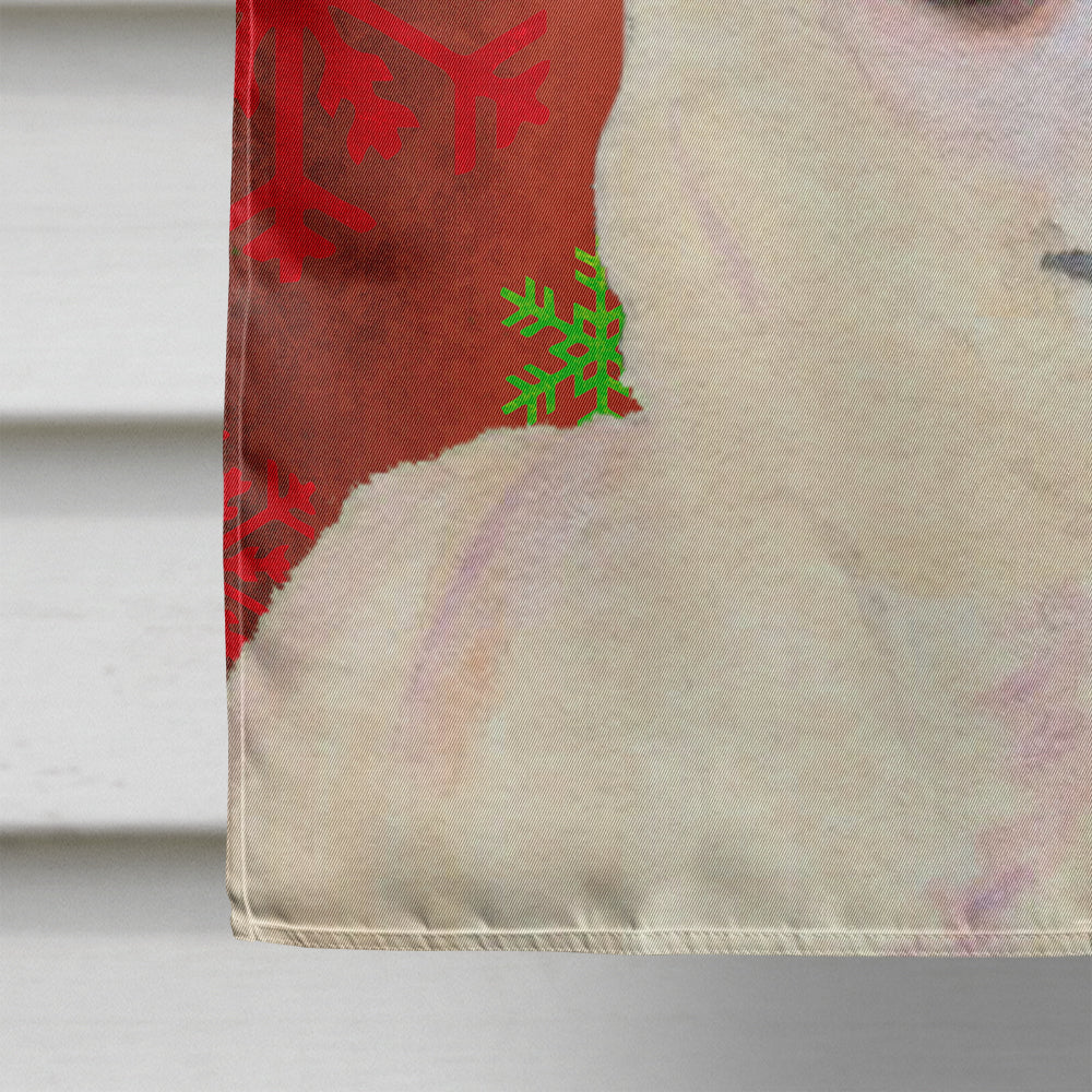 Chihuahua Red and Green Snowflakes Holiday Christmas House Flag 28x40 Porch Sleeve Pole Decorative Outside Yard Banner Artwork Wall Hanging, Polyester