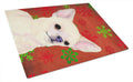 Chihuahua Red and Green Snowflakes Holiday Christmas Cutting Board Tempered Glass Kitchen Cutting Surface, Heat Resistant Chopping, Non-Slip Feet, Food Prep & Serving