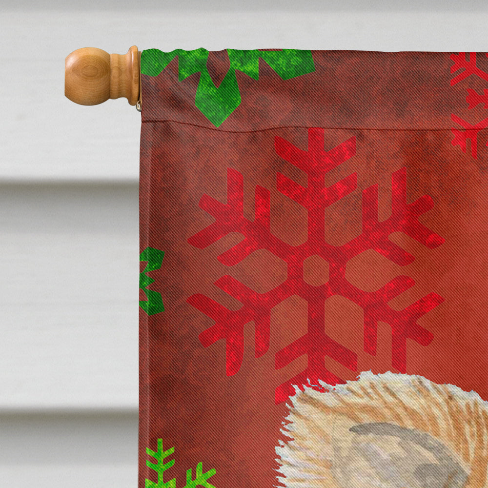 Chihuahua Red and Green Snowflakes Holiday Christmas House Flag 28x40 Porch Sleeve Pole Decorative Outside Yard Banner Artwork Wall Hanging, Polyester