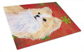 Chihuahua Red and Green Snowflakes Holiday Christmas Cutting Board Tempered Glass Kitchen Cutting Surface, Heat Resistant Chopping, Non-Slip Feet, Food Prep & Serving