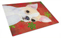 Chihuahua Red and Green Snowflakes Holiday Christmas Cutting Board Tempered Glass Kitchen Cutting Surface, Heat Resistant Chopping, Non-Slip Feet, Food Prep & Serving
