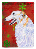 Borzoi Red and Green Snowflakes Holiday Christmas House Flag 28x40 Porch Sleeve Pole Decorative Outside Yard Banner Artwork Wall Hanging, Polyester