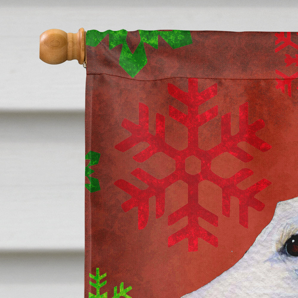 Borzoi Red and Green Snowflakes Holiday Christmas House Flag 28x40 Porch Sleeve Pole Decorative Outside Yard Banner Artwork Wall Hanging, Polyester