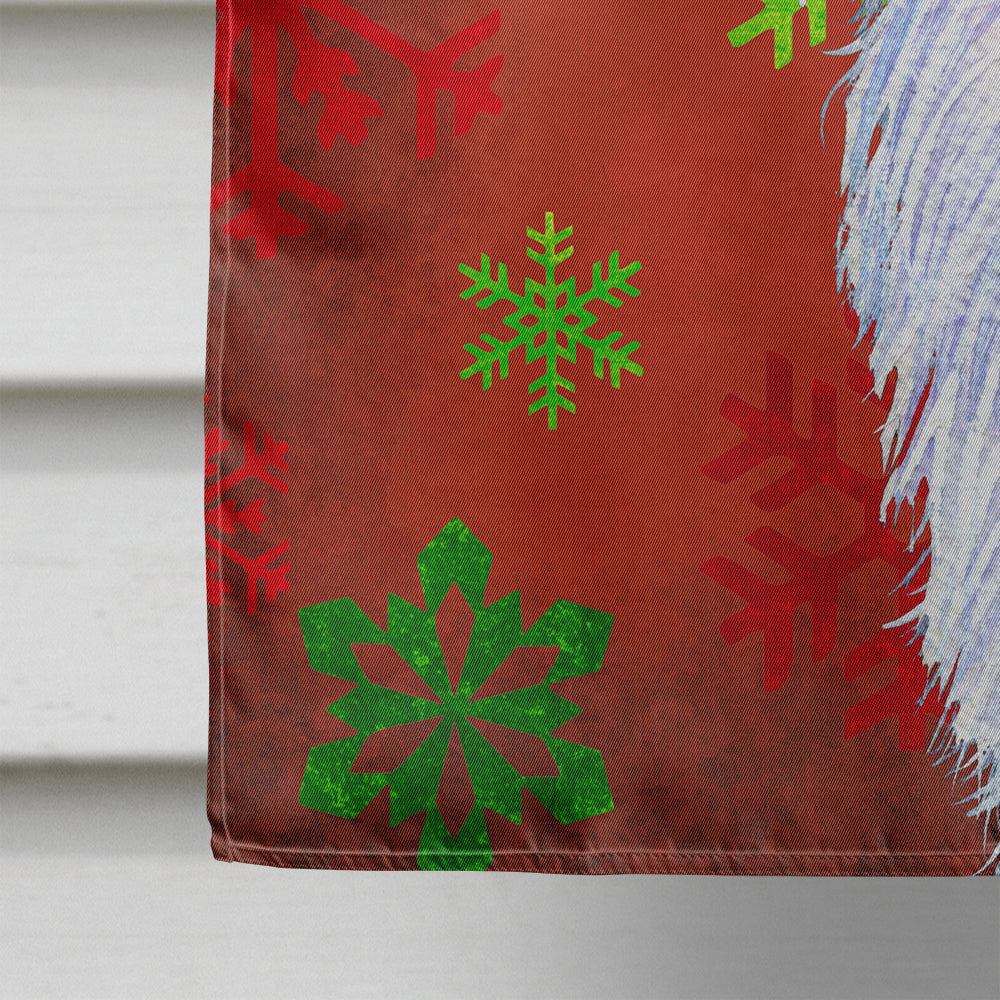 Borzoi Red and Green Snowflakes Holiday Christmas House Flag 28x40 Porch Sleeve Pole Decorative Outside Yard Banner Artwork Wall Hanging, Polyester
