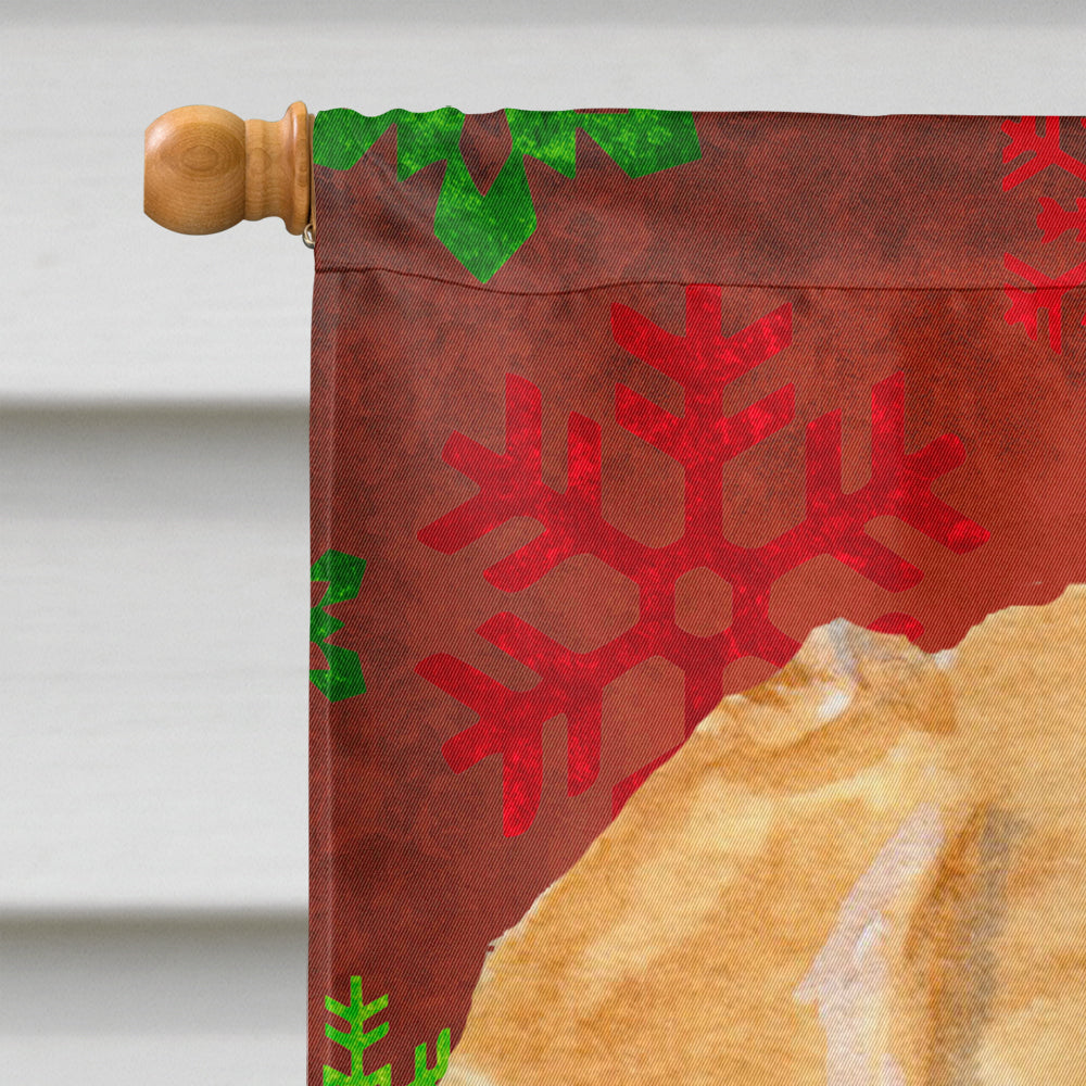 Golden Retriever Red Green Snowflake Holiday Christmas House Flag 28x40 Porch Sleeve Pole Decorative Outside Yard Banner Artwork Wall Hanging, Polyester