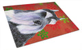 Schnauzer Red and Green Snowflakes Holiday Christmas Cutting Board Tempered Glass Kitchen Cutting Surface, Heat Resistant Chopping, Non-Slip Feet, Food Prep & Serving