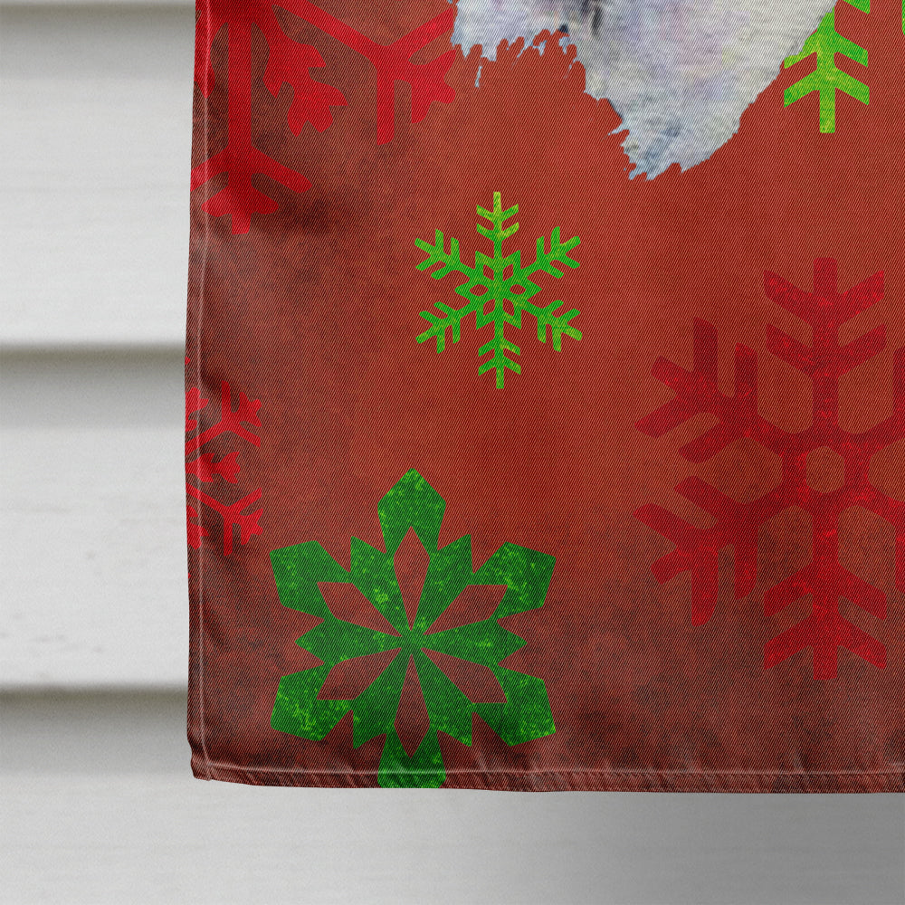 Fox Terrier Red and Green Snowflakes Holiday Christmas House Flag 28x40 Porch Sleeve Pole Decorative Outside Yard Banner Artwork Wall Hanging, Polyester