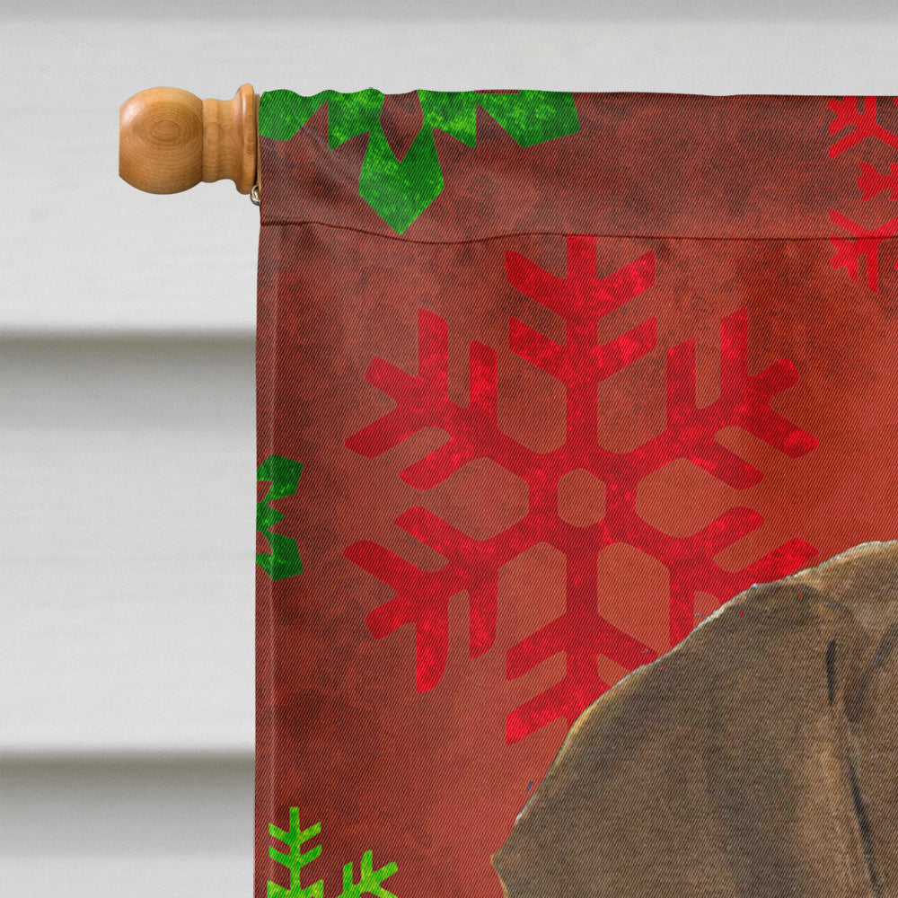 Doberman Red and Green Snowflakes Holiday Christmas House Flag 28x40 Porch Sleeve Pole Decorative Outside Yard Banner Artwork Wall Hanging, Polyester
