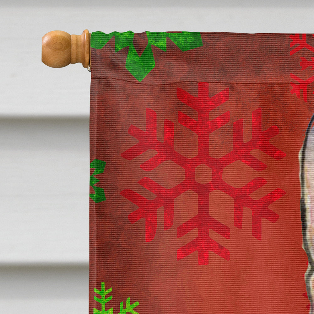 Rat Terrier Red and Green Snowflakes Holiday Christmas House Flag 28x40 Porch Sleeve Pole Decorative Outside Yard Banner Artwork Wall Hanging, Polyester