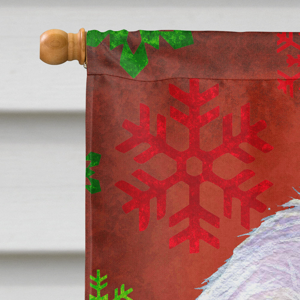 Maltese Red and Green Snowflakes Holiday Christmas House Flag 28x40 Porch Sleeve Pole Decorative Outside Yard Banner Artwork Wall Hanging, Polyester
