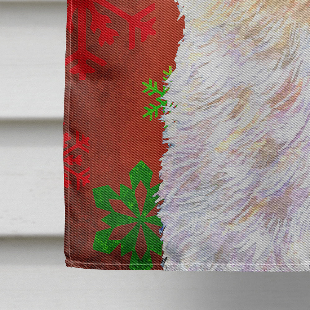 Maltese Red and Green Snowflakes Holiday Christmas House Flag 28x40 Porch Sleeve Pole Decorative Outside Yard Banner Artwork Wall Hanging, Polyester